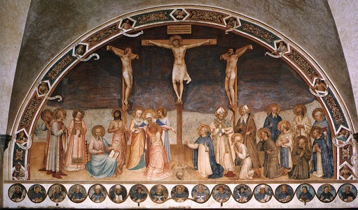 Beato Angelico-Crocifissione con i Santi 1441-1442 San Benedetto da Norcia è il sesto Santo da destra