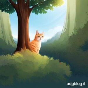 Il gatto è dietro l'albero